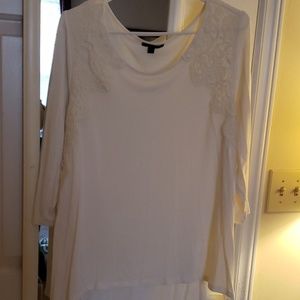 Cream color blouse with lace 3/4 sleeve